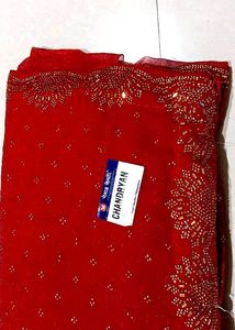 Stunning Red Beaded Saree