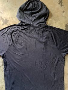 Men's Navy Blue V-Neck Hoodie T-Shirt