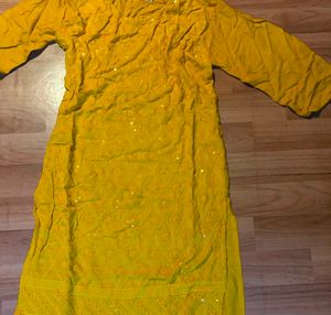 Vibrant Yellow Embroidered Kurti
