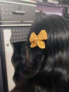 Gold Crochet Bow Hair Clips (Set of 2)