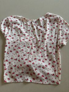 Cute Floral Ruched Crop Top