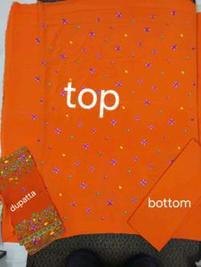 Vibrant Orange Embroidered Kurta Set with Palazzo