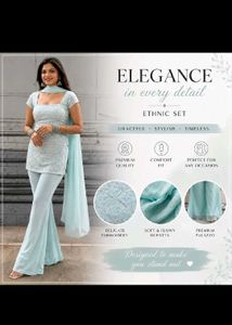 Elegant Teal Sequined Kurta Set