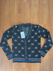 Crown Print V-Neck Cardigan
