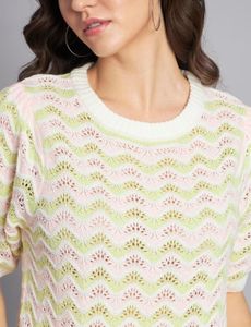 Zudio Cute Pastel Pink &amp; Light Green Textured Knit