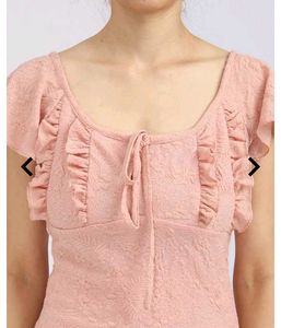 Peach Ruffle Detail Mini Dress