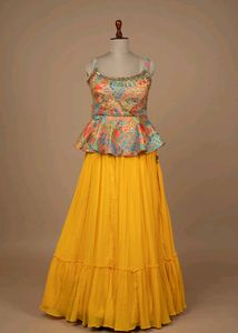 Yellow Lehenga with Peplum Top