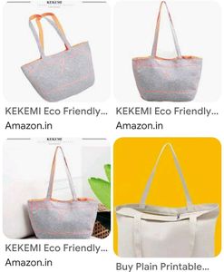 Gray Tote Bag with Orange Trim