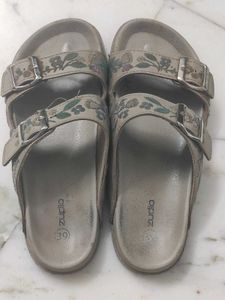 Embroidered Buckle Sandals