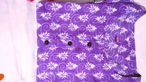 Purple Floral Print Kurta  with Dupatta