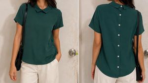 Emerald Green Button-Up Top