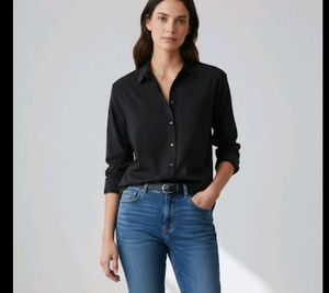 Oversized Black Button-Down