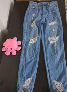 ripped denim mom jeans