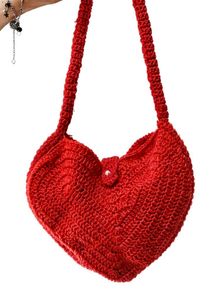 Red Heart Crochet Shoulder Bag