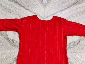 Red Embroidered Kurta