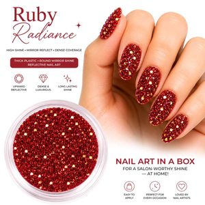 Ruby Radiance Red Nail Art Mirror Rhinestones