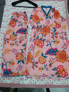 Pink Floral Kurta Set