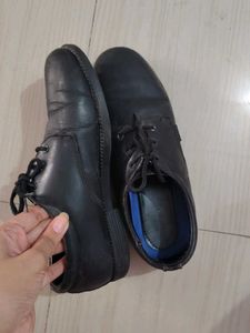 Black Leather Lace School Shoes