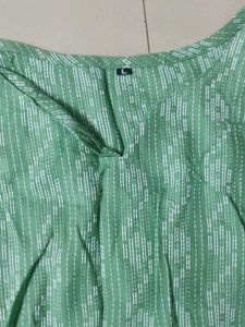 Green Printed Cotton Kurti