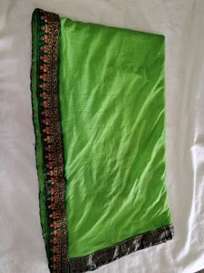 Vibrant Green Embroidered Saree