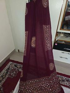 Embroidered Maroon dupatta