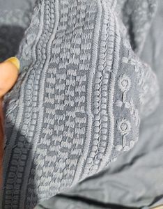 GREY EMBROIDERY KURTA PANT SET