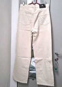 beige Wide Leg Jeans