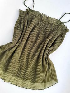 Olive Green Pleated Cami Top