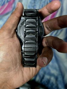 Stylish Men's Chronograph Watch Gunmetal toned