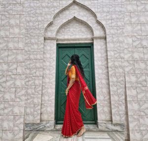 Red Saree with Gold embroidery
