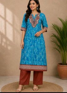 Blue &amp; Orange Kurta Set with Pants
