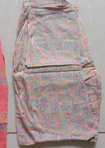 Elegant Coral Printed Kurta with pant