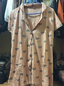 Cute Heart Print Pajama Top