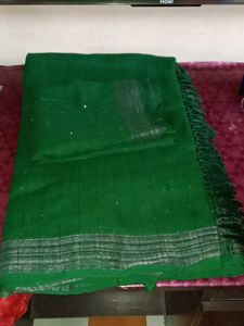 Beautiful Green Saree with Unstitched blouse