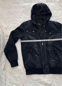 ZARA Men's Navy Blue Hooded Jacket