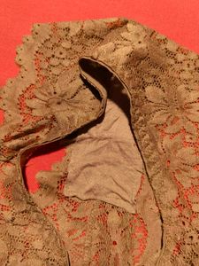 Brown Floral Lace Thong Panty