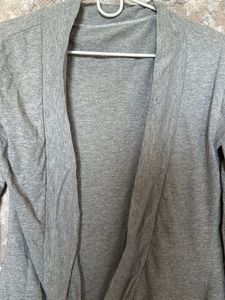 Grey Open Front Cardigan