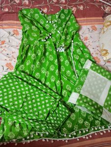 Green Printed Kurta Set