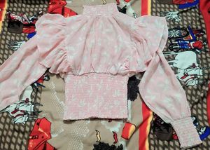 Pink Floral Smocked Crop Top