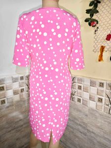 Vibrant Pink Polka Dot Wrap Dress