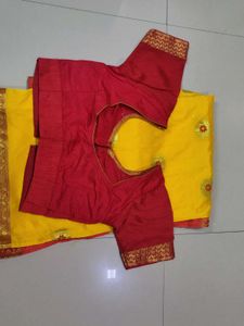 Vibrant Yellow Saree with Red Blouse
