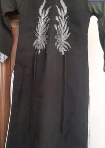 Black &amp; Silver Grey Embellished Plazo Set For Girl