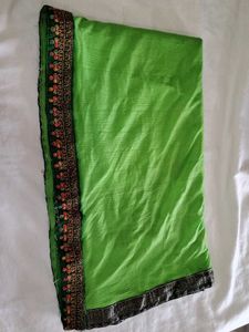 Vibrant Green Embroidered Saree