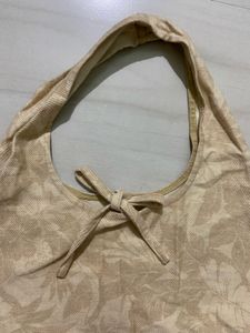 Chic Denim Beige Floral Hobo Bag