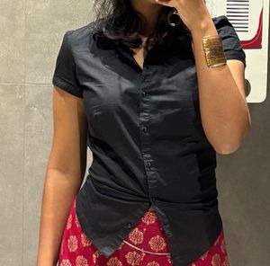Classic Black Short Sleeve Blouse