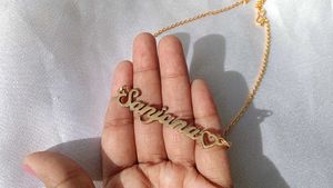 Custom 'Sanjana' name necklace with heart detail