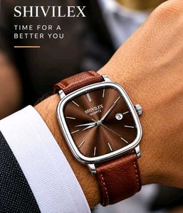 SHIVILEX Brown Leather Watch Strap