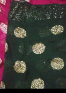 Vibrant Polka Dot Saree with blouse piece