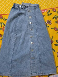 Light Wash Denim Button-Front Skirt