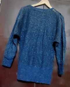 Blue Embellished Winter Top For 36 Bust
